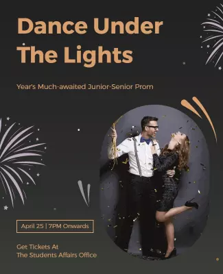 Elegant Black Junior-Senior Prom Dance Poster Template