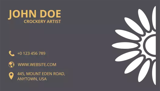 Elegant Black Laser Cut Crockery Artist Business Card Template