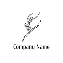 Elegant Black Line Art Depicting Graceful Ballet Dance Logo Template
