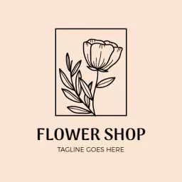 Elegant Black Line Drawing of a Flower for Florist Logo Template