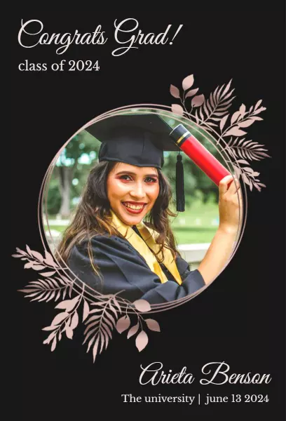 Elegant Black Photo Graduation Celebration Invitation Template