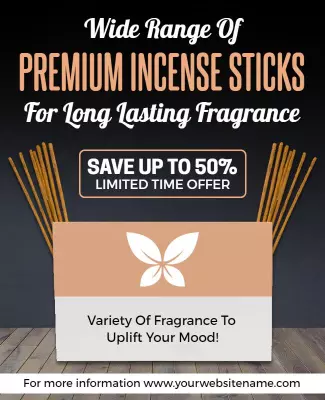 Elegant Black Premium Incense Sticks Sale Poster Template