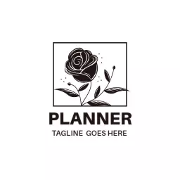 Elegant Black Rose Design for Professional Event Planner Logo Template