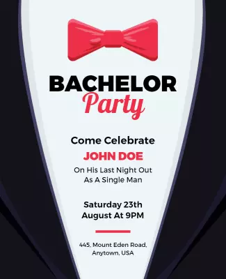 Elegant Black Tie Bachelor Party Celebration Poster Template