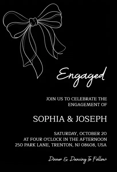 Elegant Black Tie Engagement Celebration Invitation Template