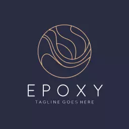 Elegant Blue and Gold Abstract Epoxy Design Logo Template