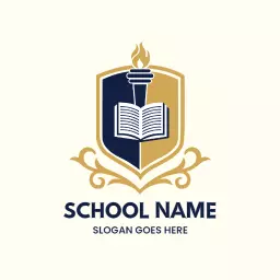 Elegant Blue and Gold Crest Design Representing School Logo Template