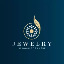 Elegant Blue and Gold Floral Motif in Jewelry Logo Template