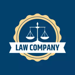 Elegant Blue and Gold Law Company Badge Design Logo Template