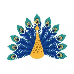 Elegant Blue and Gold Peacock Design Symbolizing Beauty Logo Template