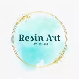 Elegant Blue and Gold Swirl Representing Resin Art Logo Template