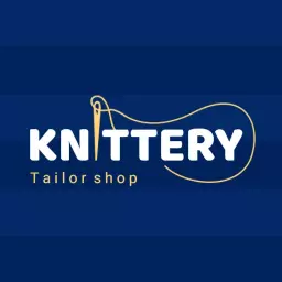 Elegant Blue and Gold Typography Design for Tailoring Logo Template