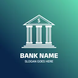 Elegant Blue and Green Banking Institution Structure Logo Template