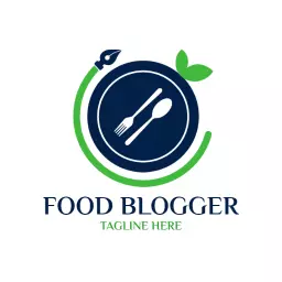 Elegant Blue and Green Design for Food Blogger Logo Template