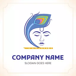 Elegant Blue and Green Krishna Design Celebrating Spirituality Logo Template