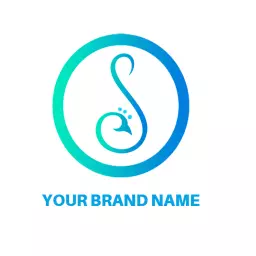Elegant Blue and Green Peacock Tail Design Logo Template