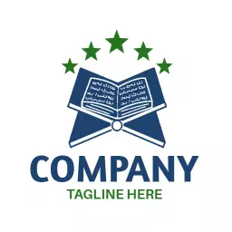 Elegant Blue and Green Quran Design for Knowledge Sharing Logo Template