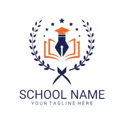 Elegant Blue and Orange Emblem for Education School Logo Template