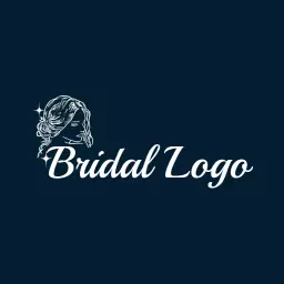 Elegant Blue and White Bridal Design with Chic Silhouette Logo Template