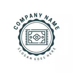 Elegant Blue and White Carpet Design with Intricate Patterns Logo Template
