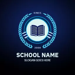Elegant Blue and White Emblem Celebrating Education Excellence Logo Template