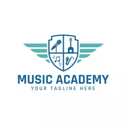 Elegant Blue and White Music Academy with Vibrant Elements Logo Template