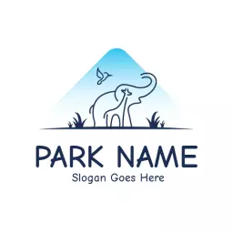 Elegant Blue and White Safari Logo Featuring an Elephant Template