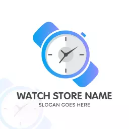 Elegant Blue and White Timepiece for Watch Store Logo Template