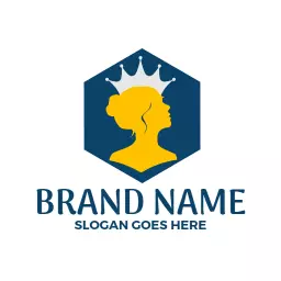 Elegant Blue and Yellow Crown Design for Queen Branding Logo Template
