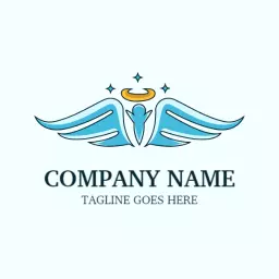 Elegant Blue Angel Wings Design Representing Heaven Logo Template