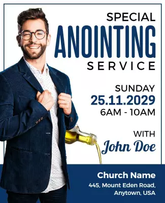 Elegant Blue Anointing Service Celebration Flyer Template