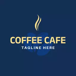 Elegant Blue Background Featuring Coffee Cafe Logo Template