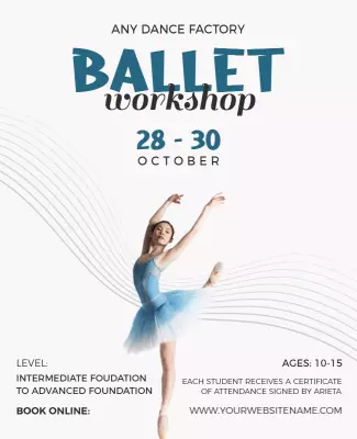 Elegant Blue Ballet Workshop for Young Dancers Poster Template