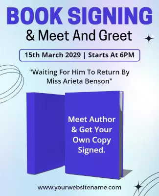 Elegant Blue Book Signing and Meet and Greet Flyer Template