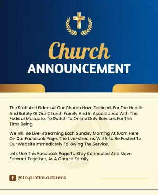 Elegant Blue Church Online Service Announcement Poster Template