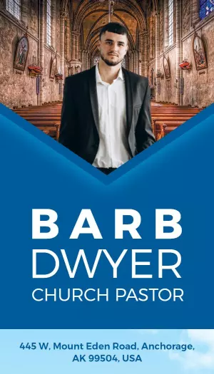 Elegant Blue Church Pastor Business Card Template