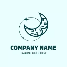 Elegant Blue Crescent Moon Design with Artistic Patterns Logo Template