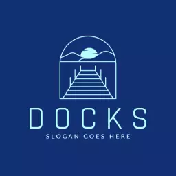 Elegant Blue Dock Design Highlighting Coastal Business Logo Template