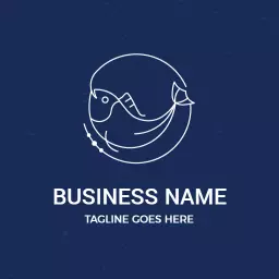 Elegant Blue Fishing Design Showing a Catch in Action Logo Template