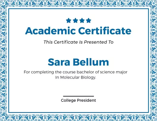 Elegant Blue Floral Border Academic Achievement Certificate Template
