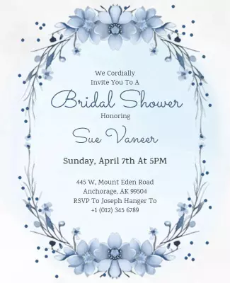 Elegant Blue Floral Bridal Shower Flyer Template