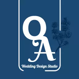 Elegant Blue Floral Design for Wedding Invitations Logo Template
