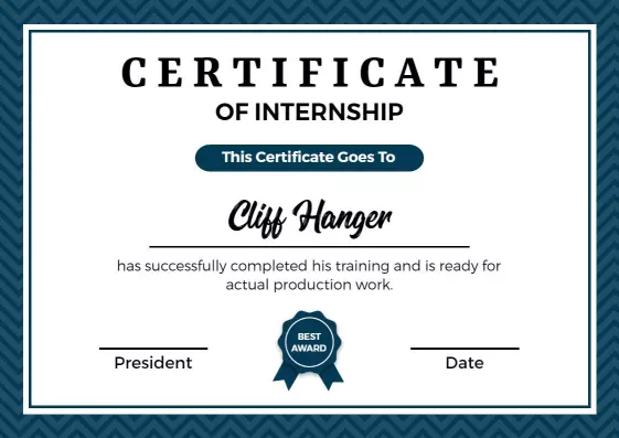 Elegant Blue Geometric Internship Completion Certificate Template