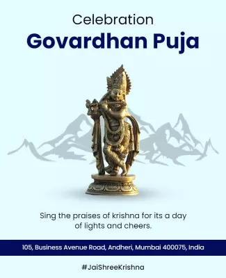 Elegant Blue Govardhan Puja Celebration Poster Template