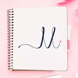 Elegant Blue Handwritten Initial with Spirals Handwriting Logo Template