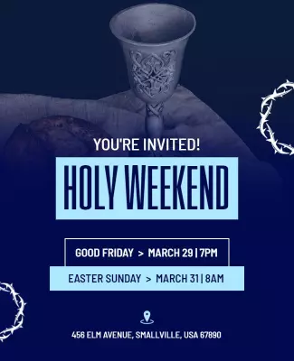 Elegant Blue Holy Weekend Invitation Ceremony Poster Template