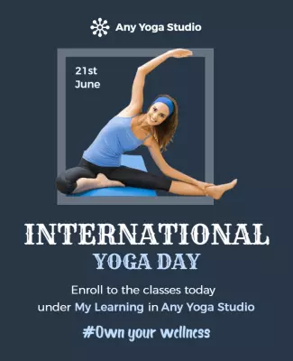 Elegant Blue International Yoga Day Wellness Poster Template