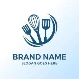 Elegant Blue Kitchenware Symbols Representing Culinary Arts Logo Template