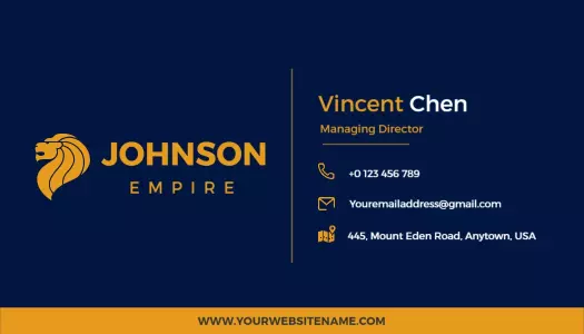 Elegant Blue Lion Emblem Corporate Business Card Template