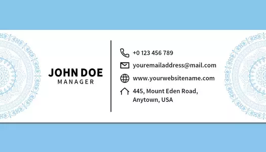 Elegant Blue Mandala Pattern Professional Visiting Card Template